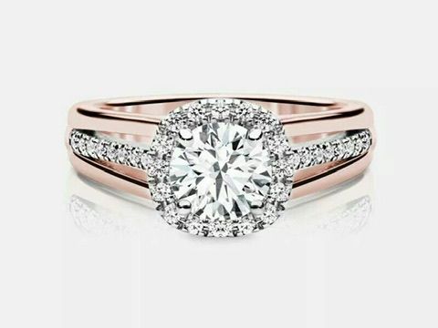 Blush Halo Solitaire Ring