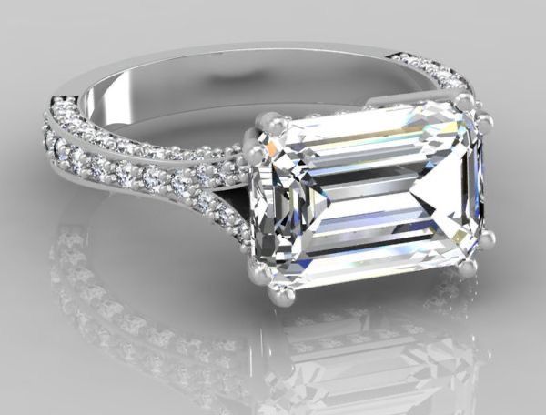 Emerald Cut Two Stone Ring