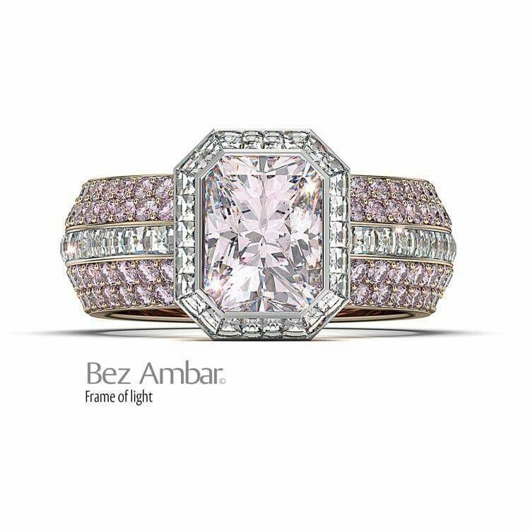 Blush Emerald Halo Engagement Ring