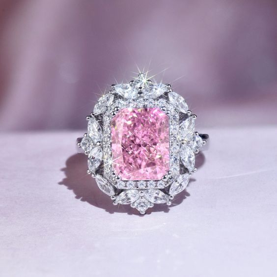 Pink Sapphire Vintage Halo Ring