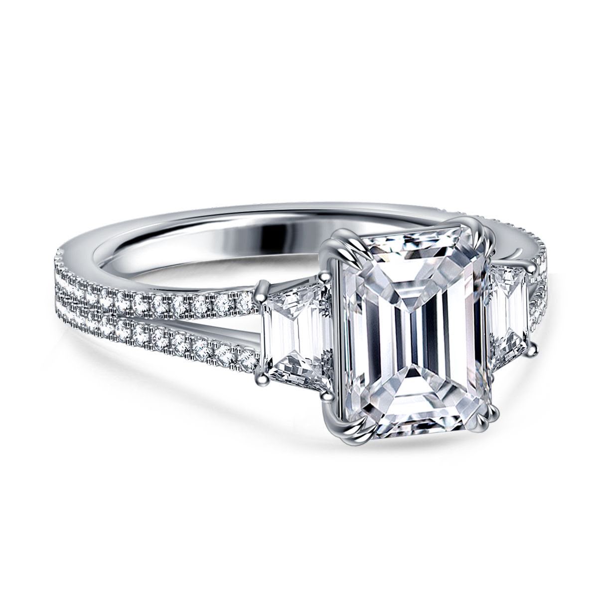 Emerald Cut Pavé Engagement Ring