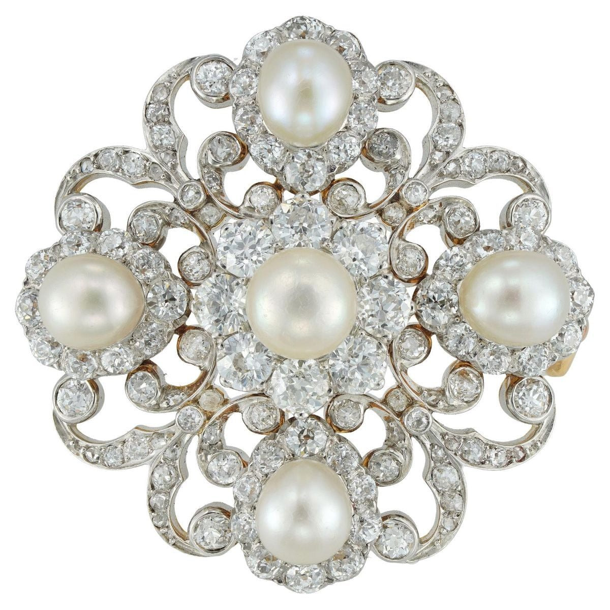 Pearl Baroque Scroll Brooch