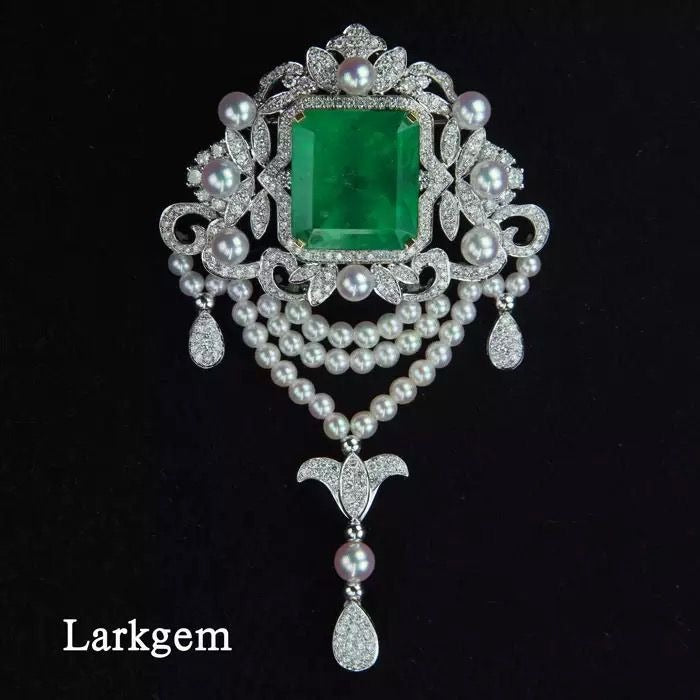 Emerald Diamond Tassel Brooch
