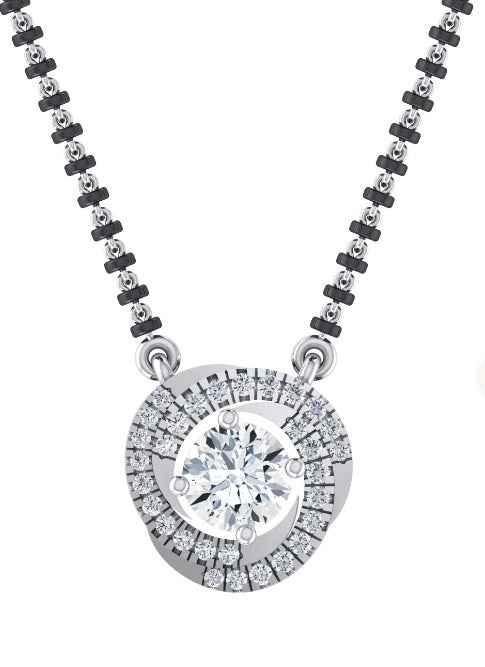 Baguette Circle Halo Diamond Mangalsutra