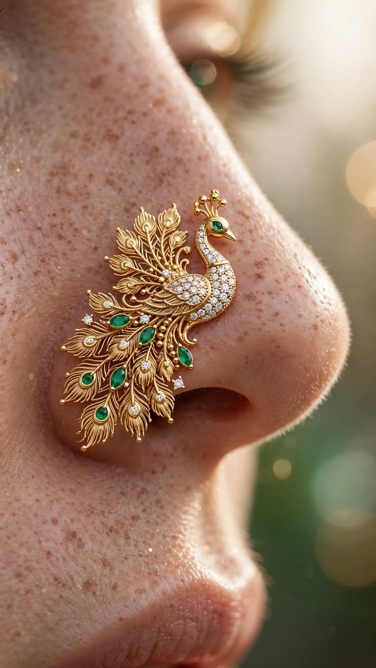 Verdant Plumage Nose Pin