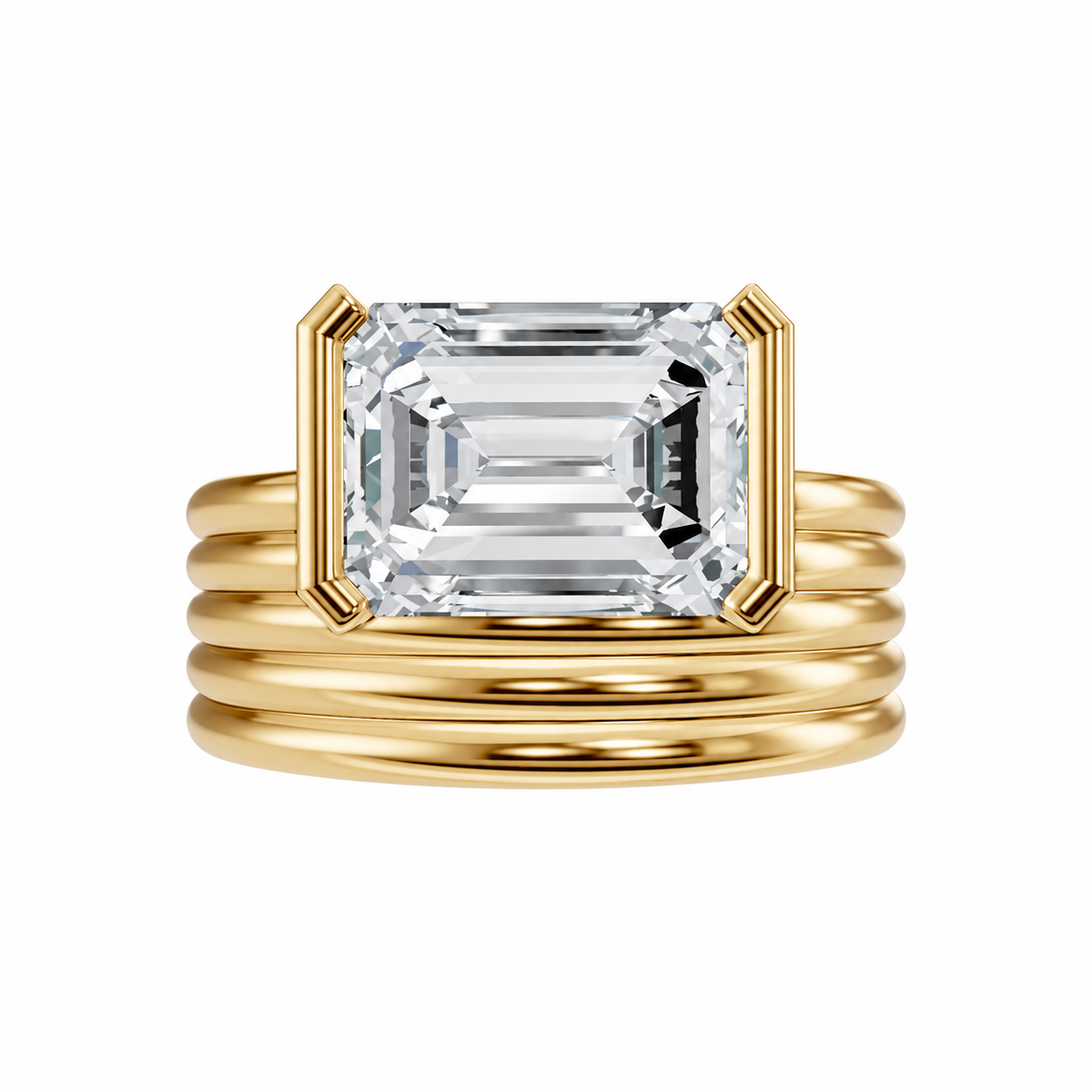 A horizontal rectangular clear centre sits above layered rounded coils in a warm yellow tone.