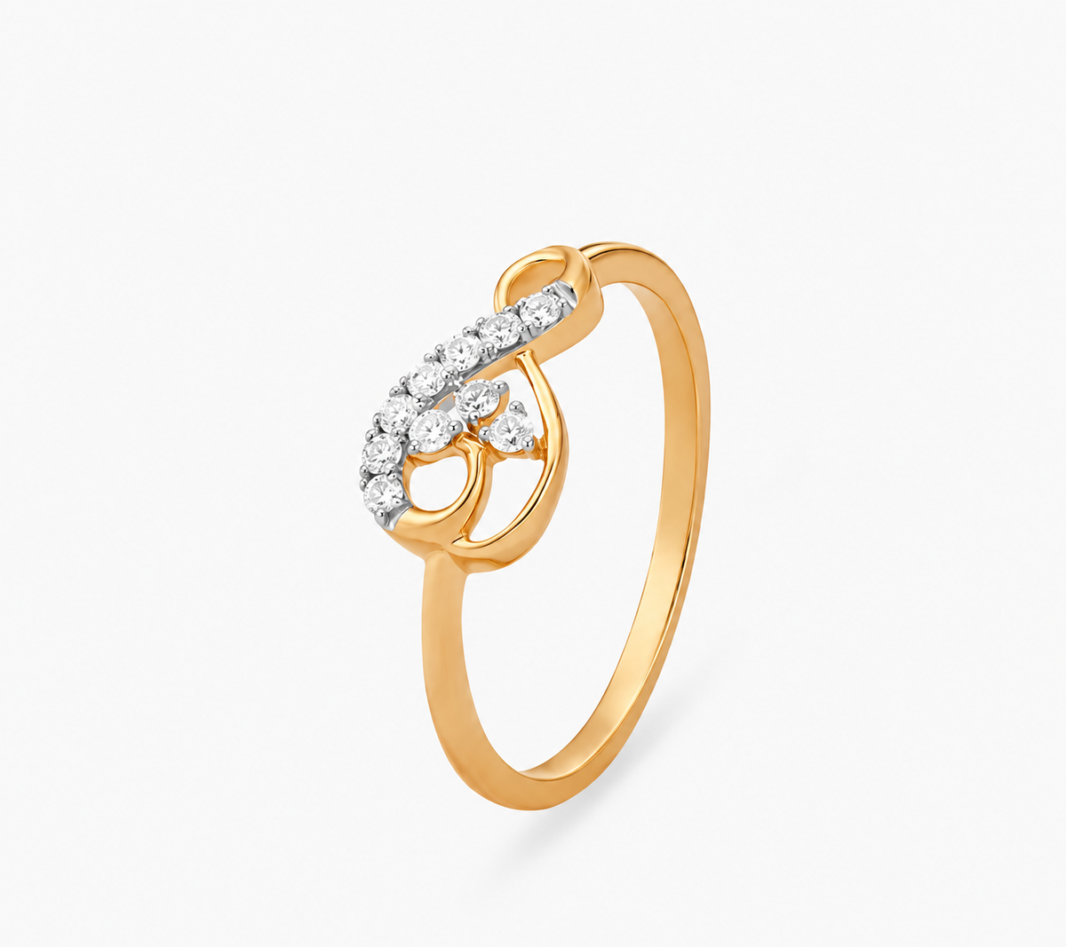 Clear accents flow across overlapping open loops on a fine yellow-coloured band.