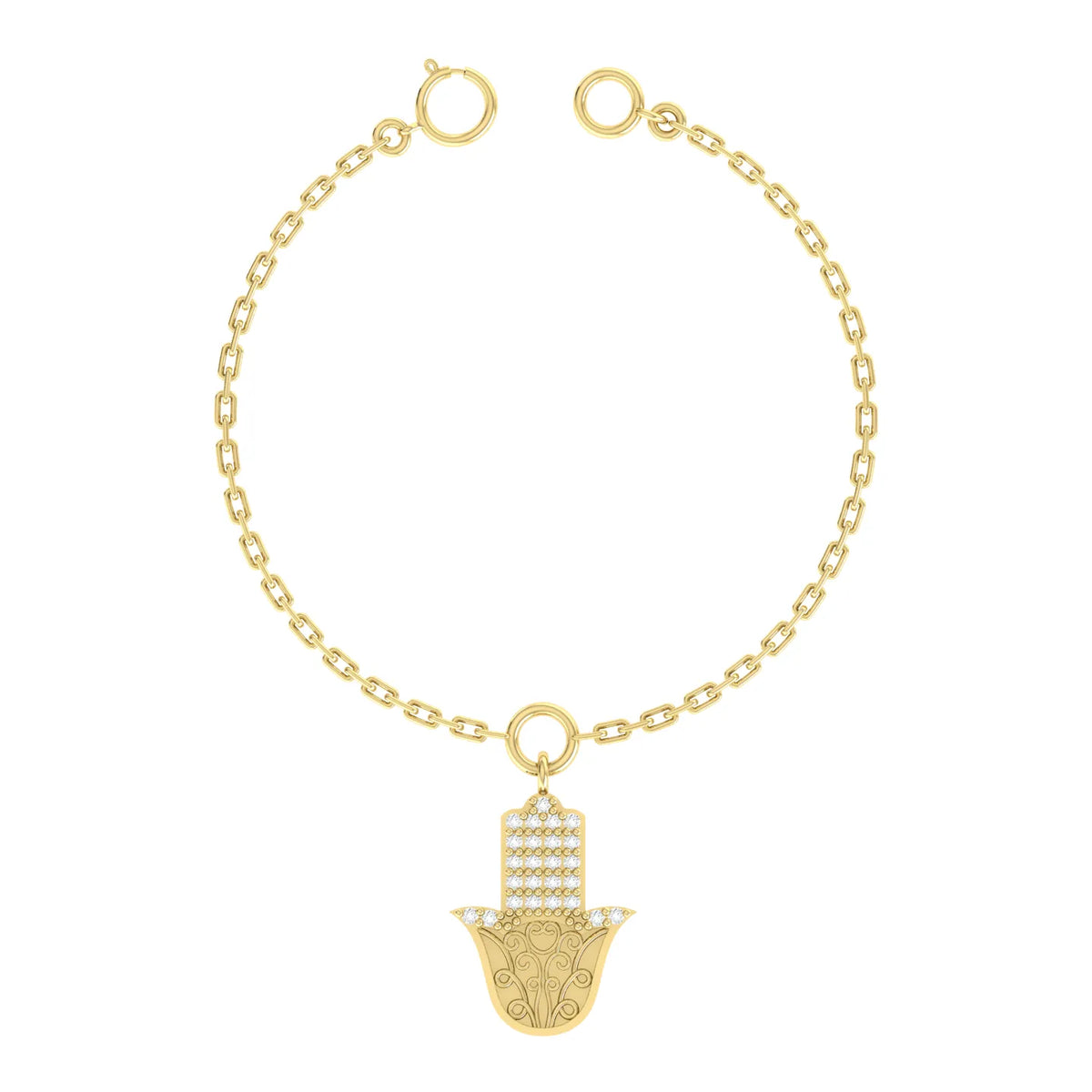 Hamsa Aura Yellow Gold Diamond Charm [yg]