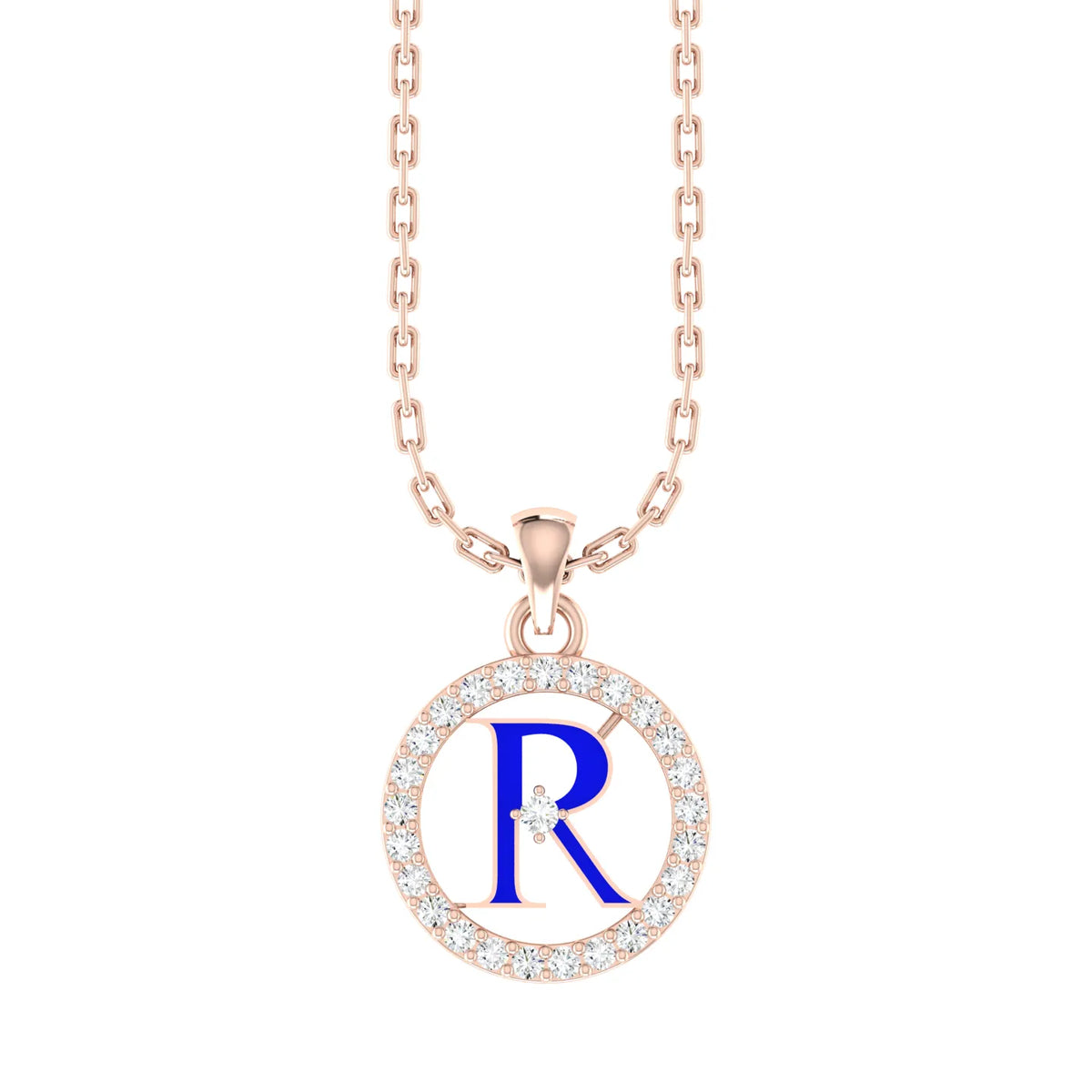 Rose Gold Diamond Pendant - Radiant R [rg]