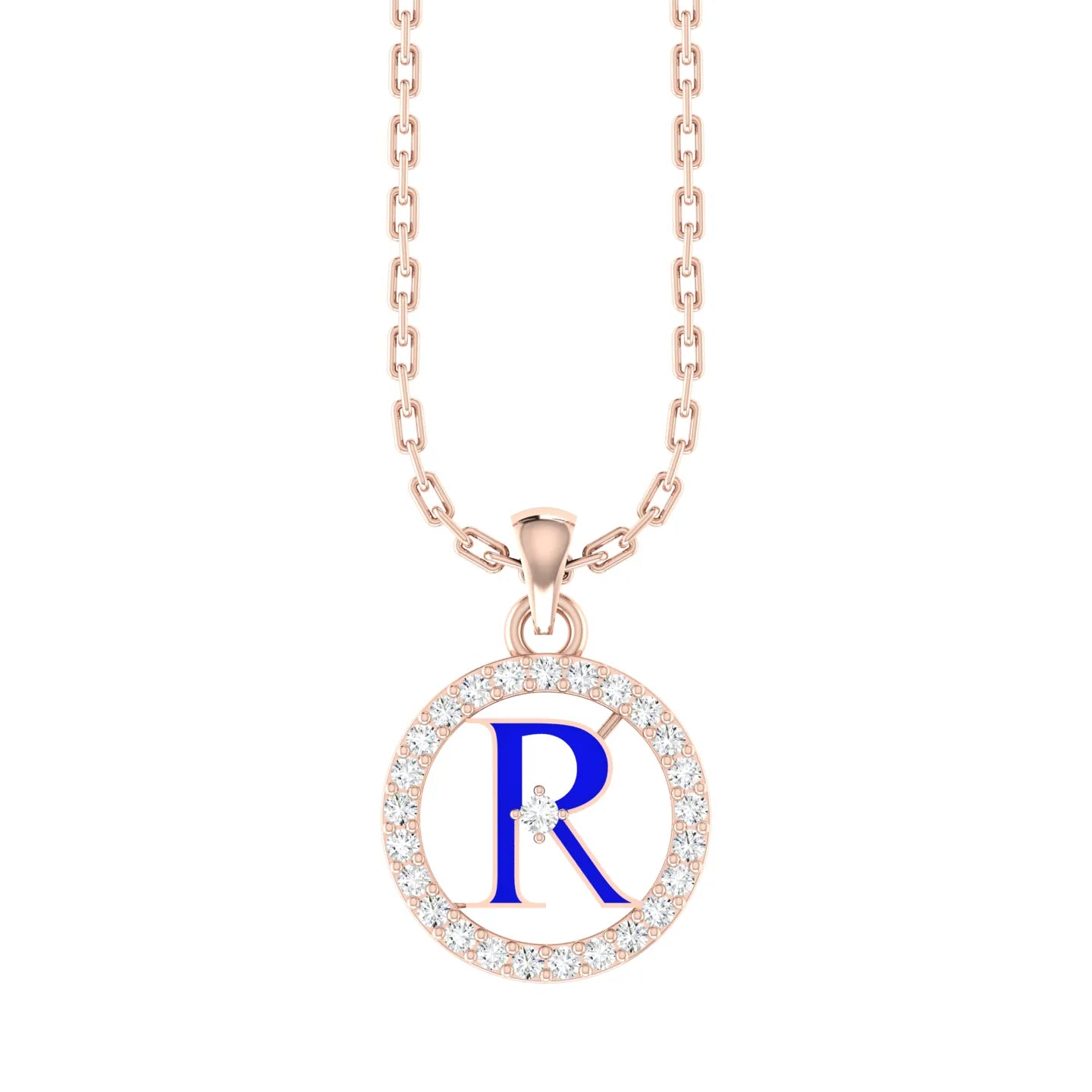 Rose Gold Diamond Pendant - Radiant R [rg]