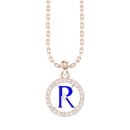 Rose Gold Diamond Pendant - Radiant R [rg]