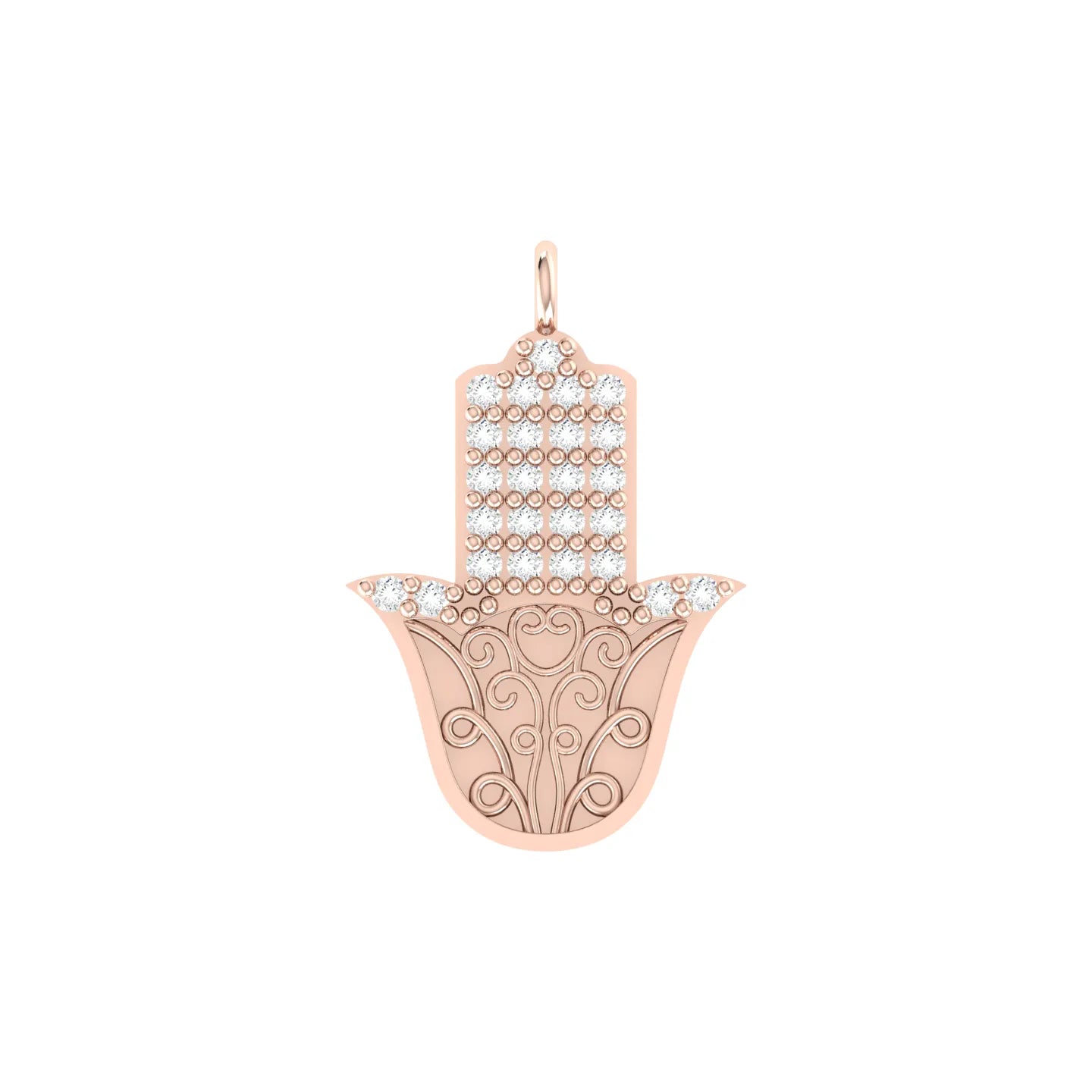 Rose Gold Diamond Charm - Hamsa Aura [rg]