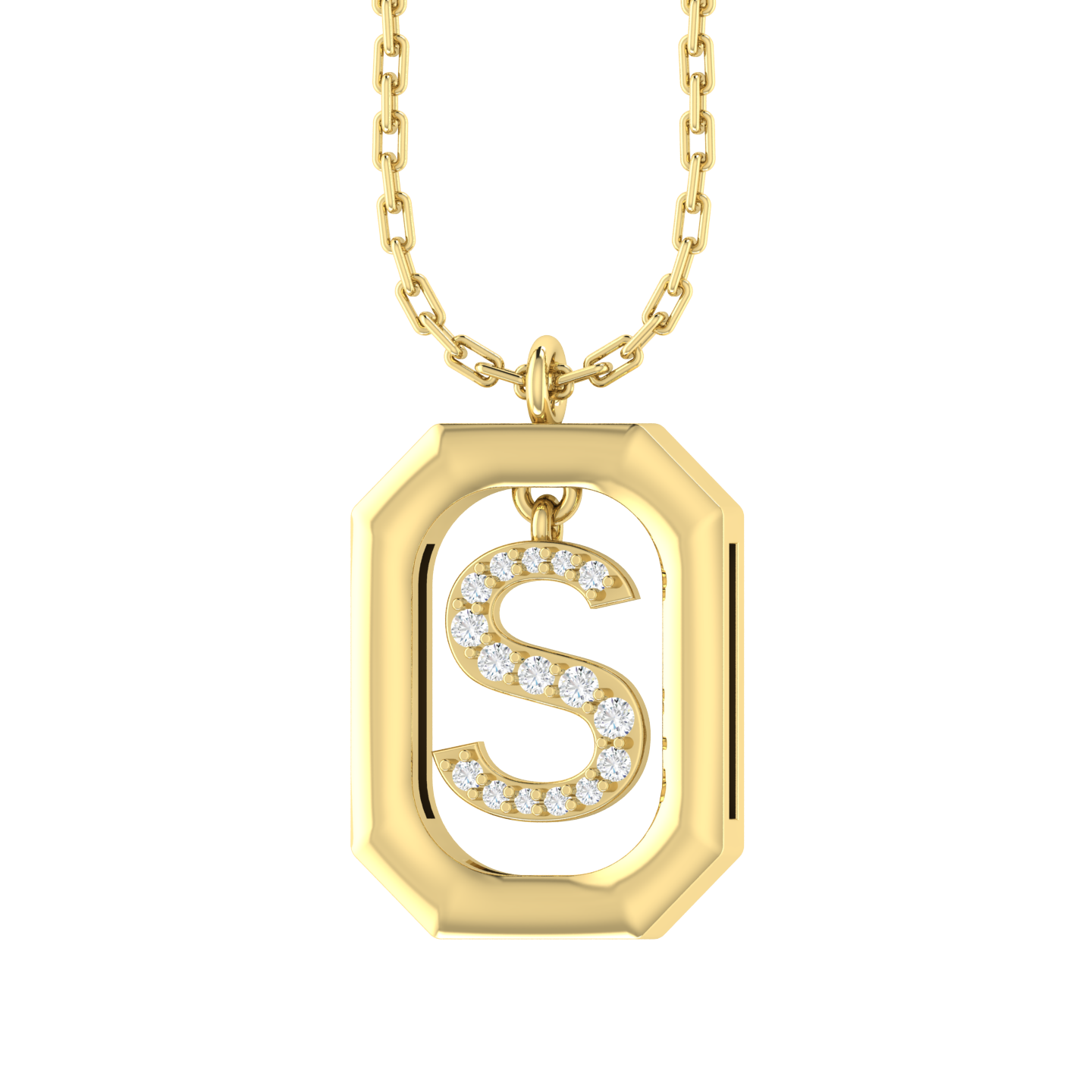 Yellow Gold Diamond Pendant - S - Alphabet [yg]