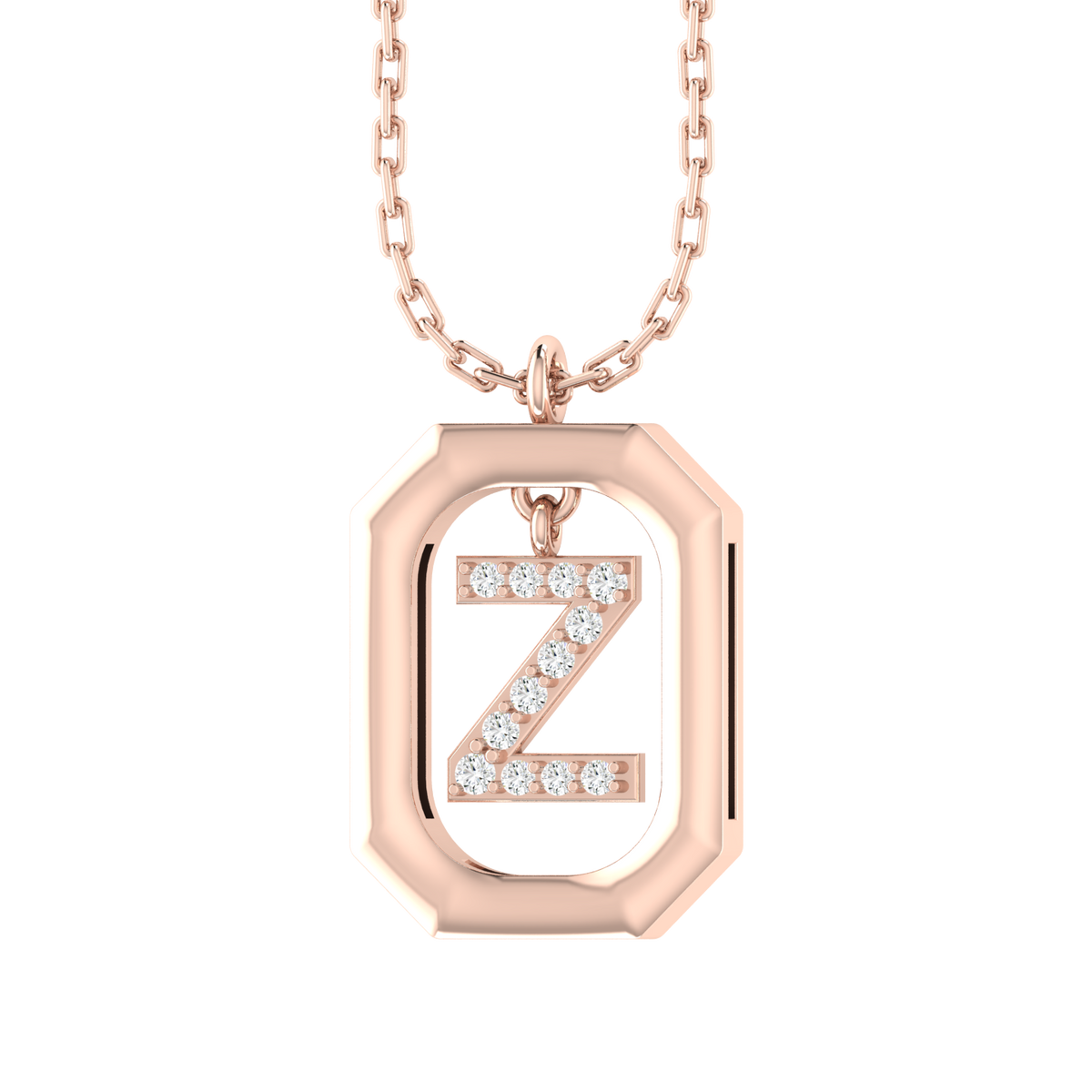 Rose Gold Diamond Pendant - Z - Alphabet [rg]