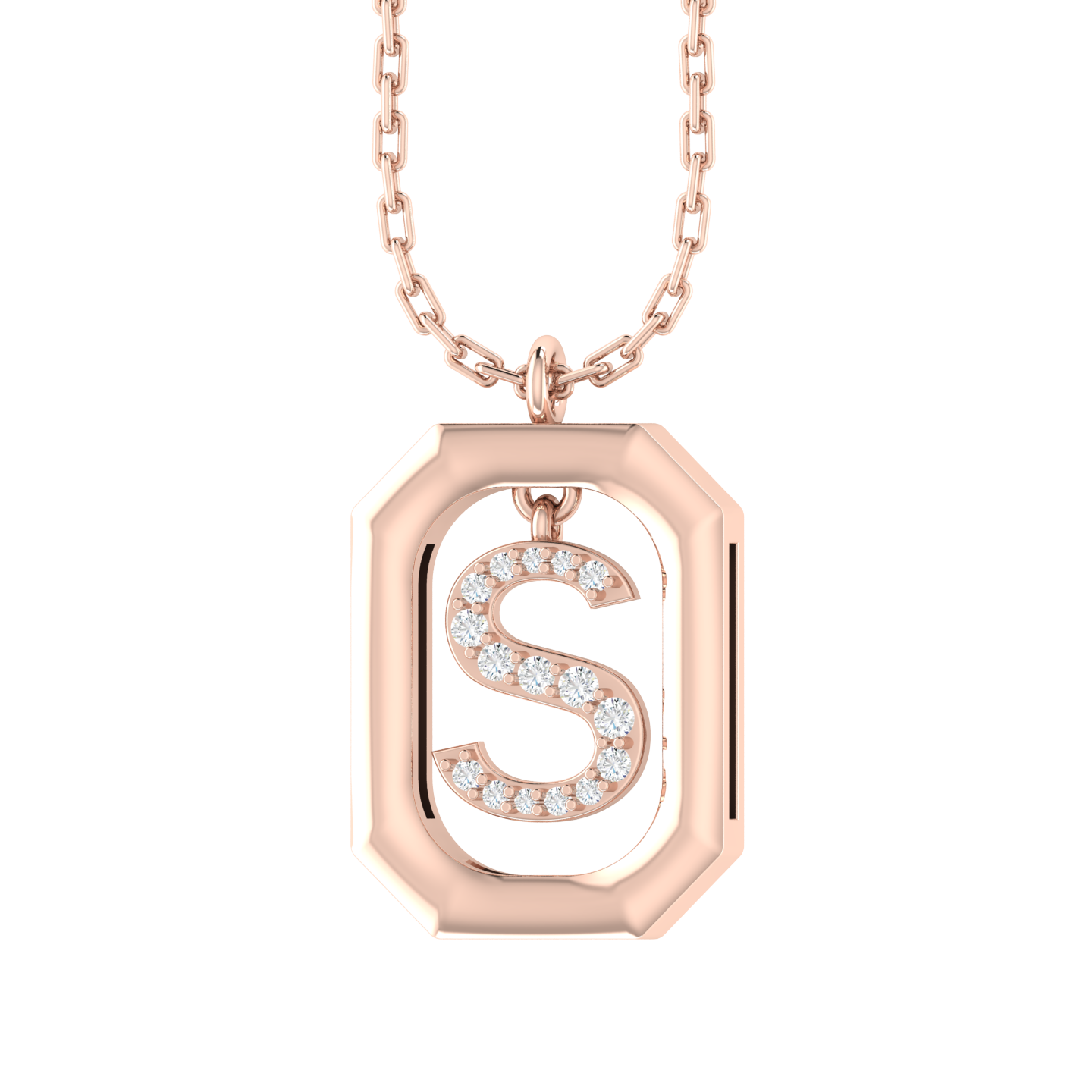 Rose Gold Diamond Pendant - S - Alphabet [rg]