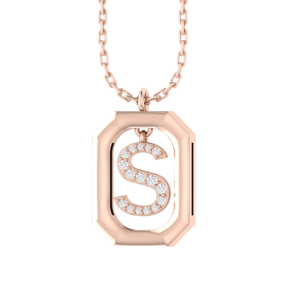 Rose Gold Diamond Pendant - S - Alphabet [rg]