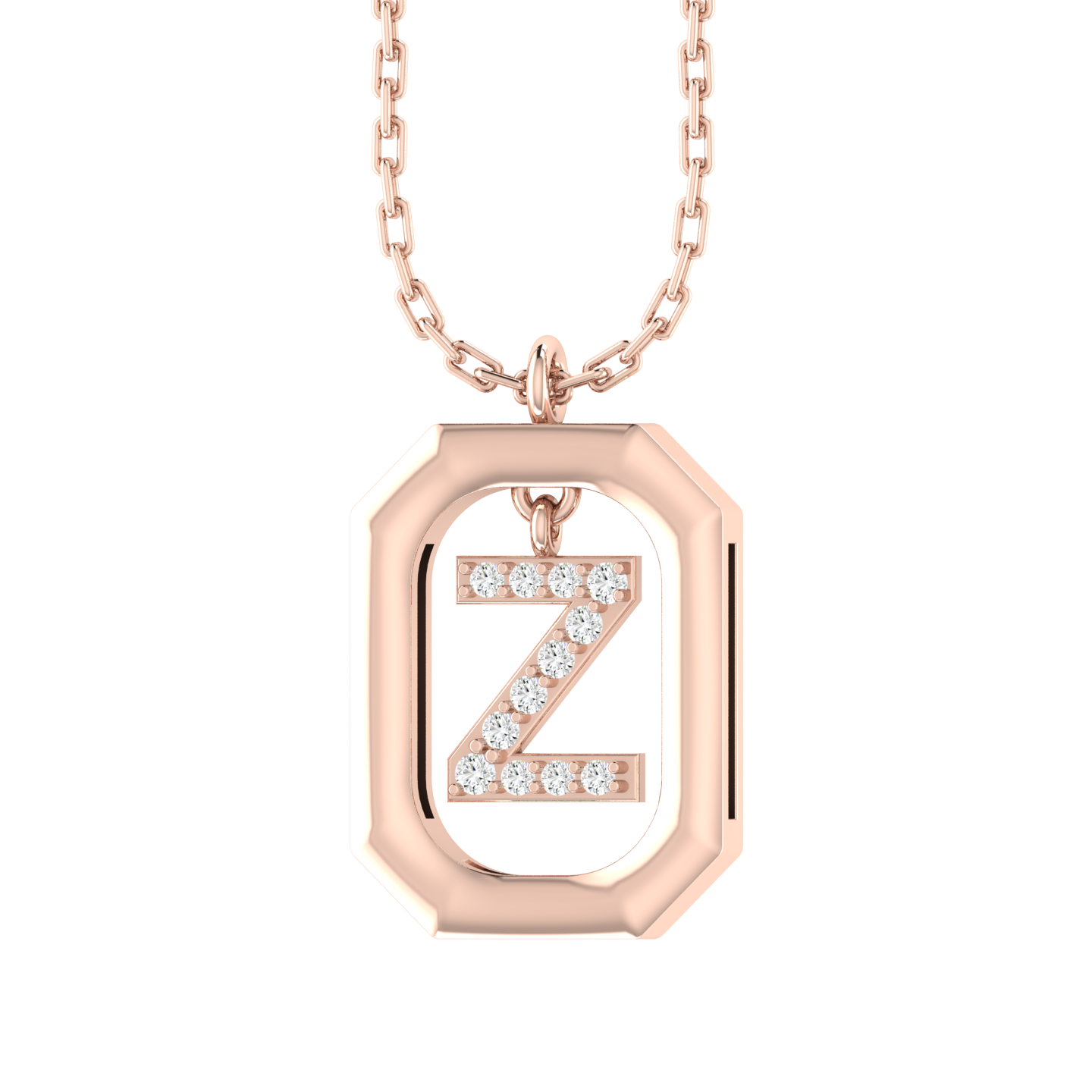 Rose Gold Diamond Pendant - Z - Alphabet [rg]