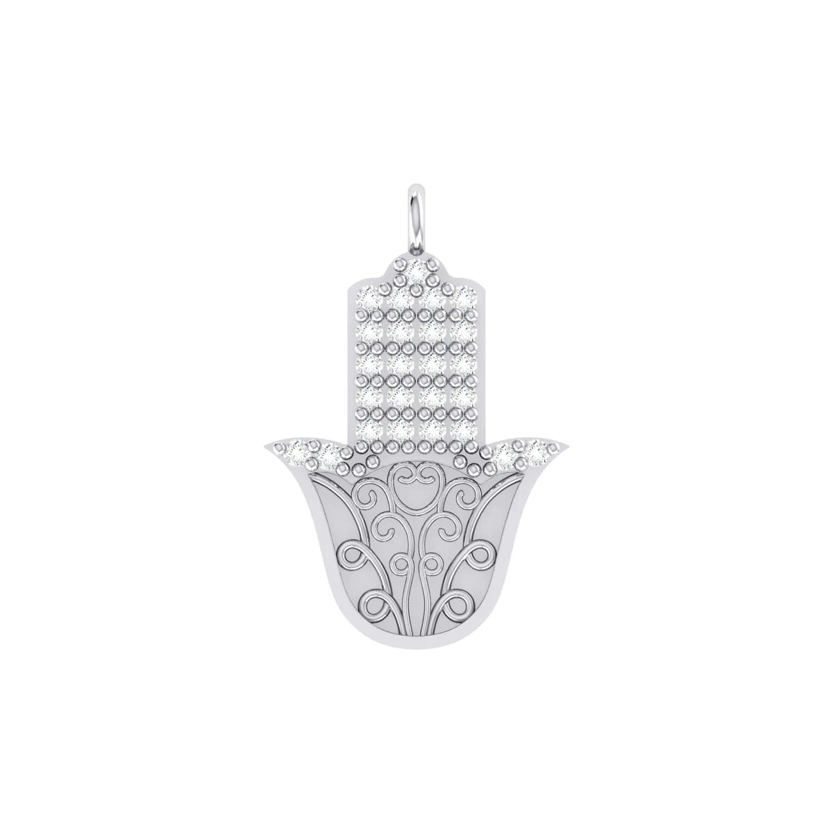 White Gold Diamond Charm - Hamsa Aura [wg]