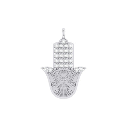 White Gold Diamond Charm - Hamsa Aura [wg]