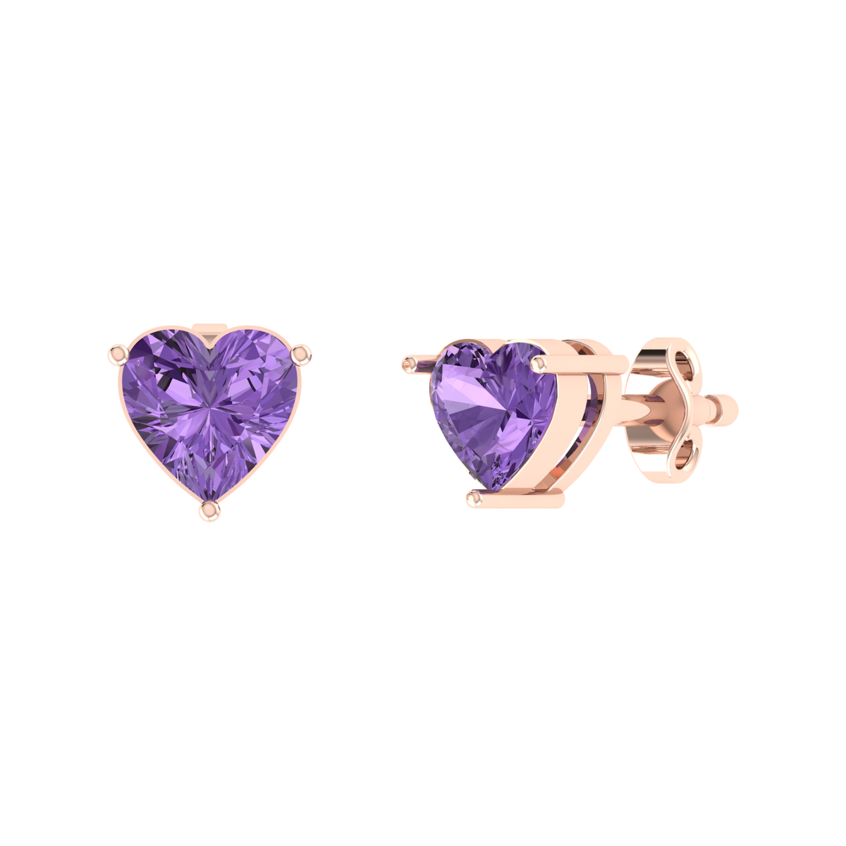 Rose Gold Diamond Earrings - Heartlight 2cts [rg]