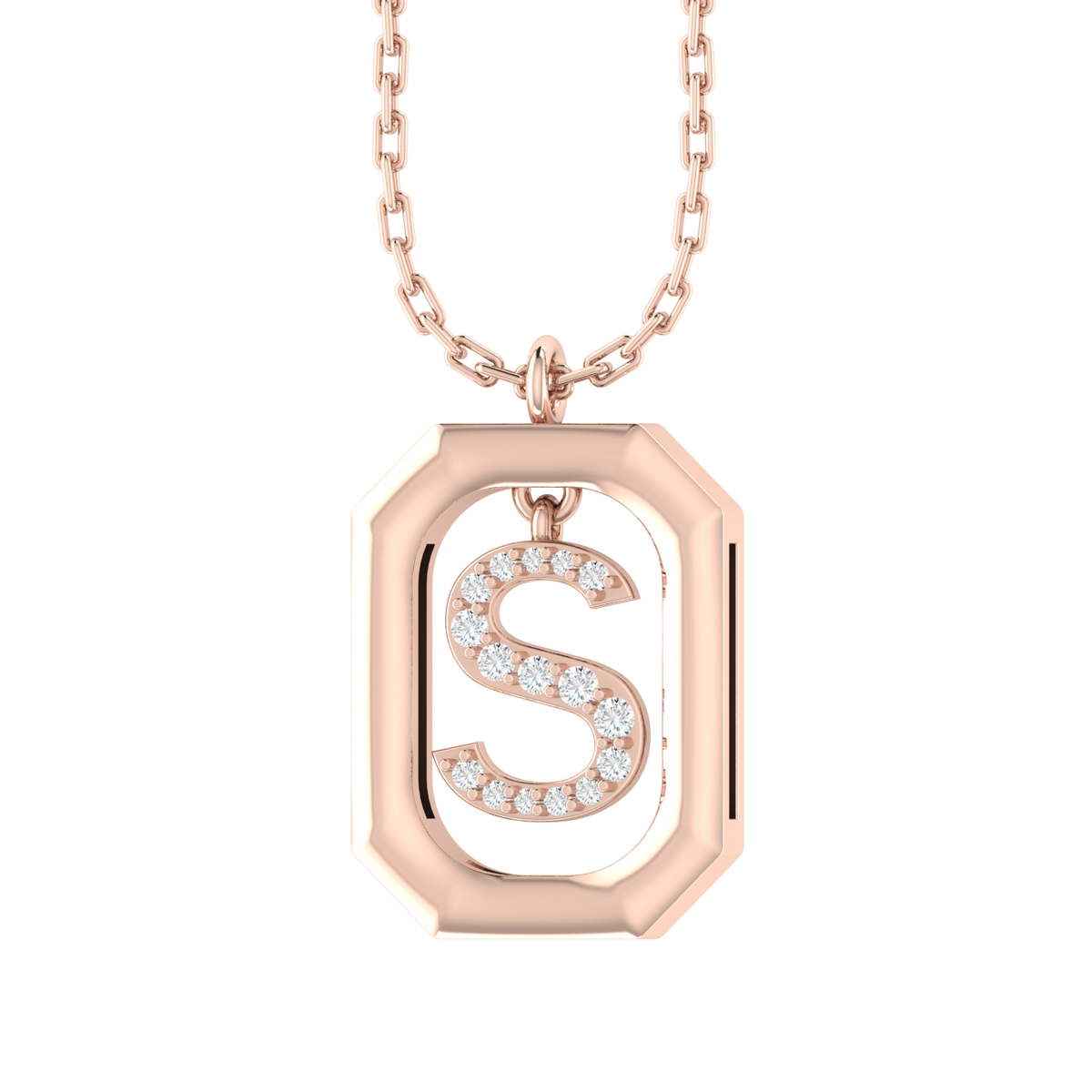 Rose Gold Diamond Pendant - S - Alphabet [rg]