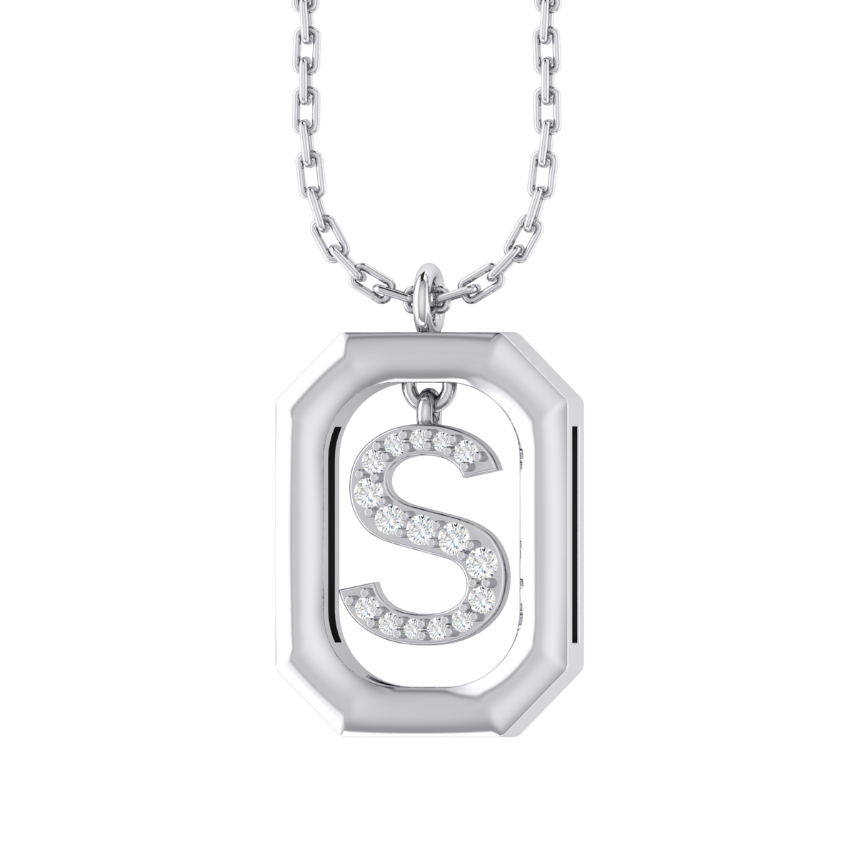 White Gold Diamond Pendant - S - Alphabet [wg]