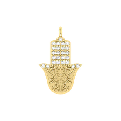 Yellow Gold Diamond Charm - Hamsa Aura [yg]