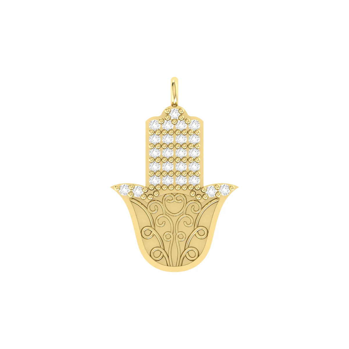 Yellow Gold Diamond Charm - Hamsa Aura [yg]