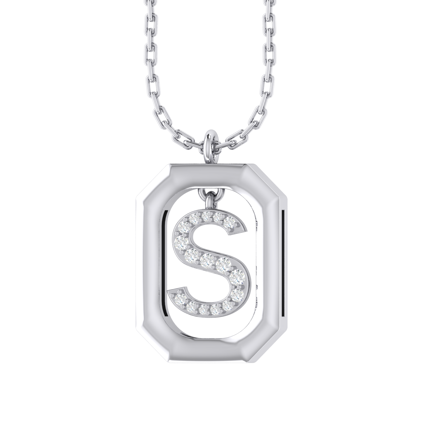 White Gold Diamond Pendant - S - Alphabet [wg]