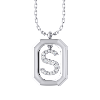 White Gold Diamond Pendant - S - Alphabet [wg]
