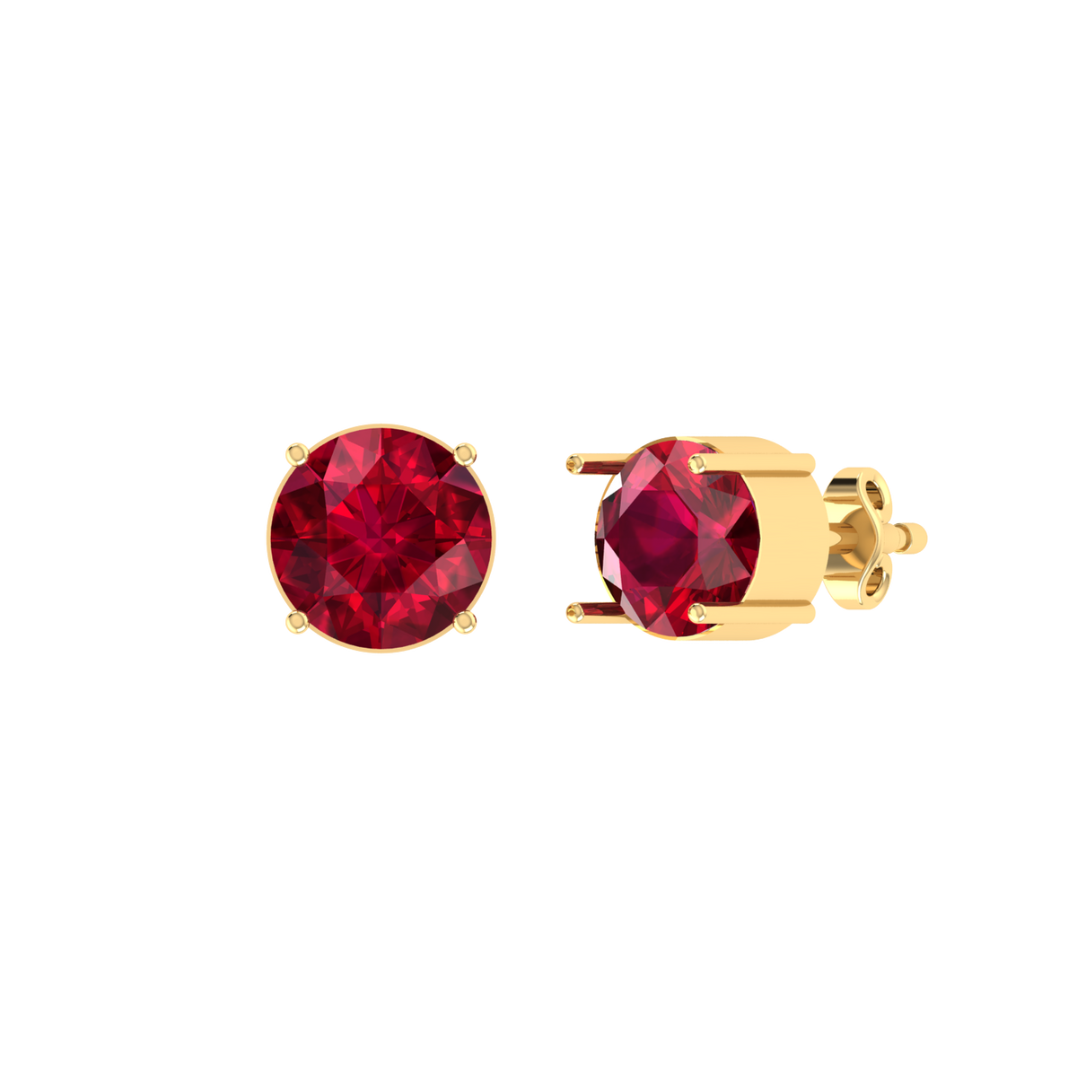 Yellow Gold Diamond Earrings - Red Luster 1cts [yg]