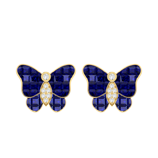 Butterfly Dream Yellow Gold Diamond Earrings [yg]