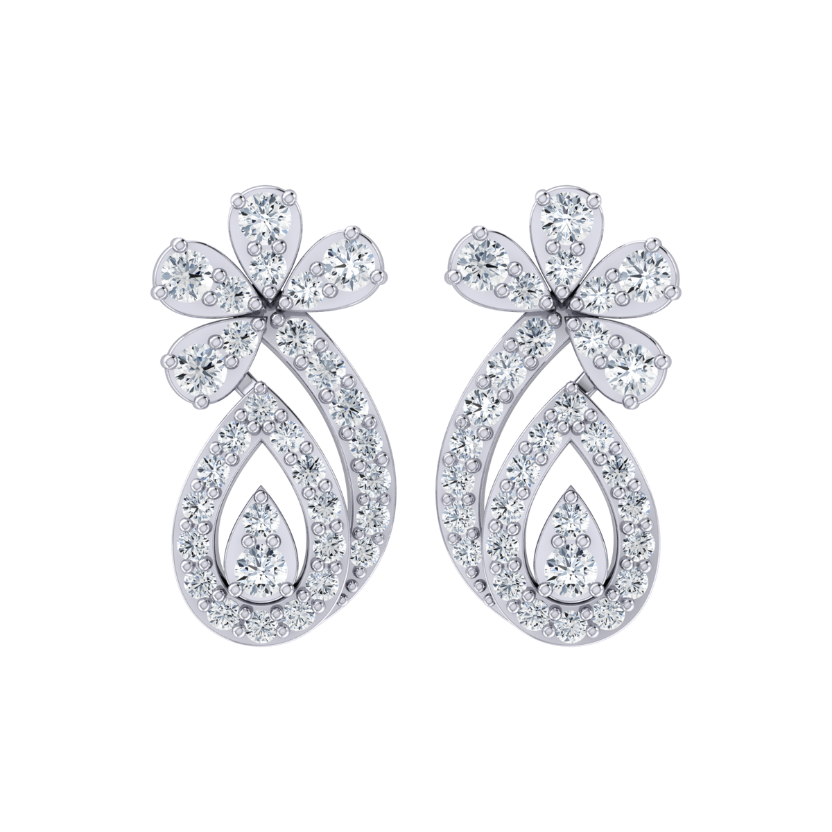 Glimmering Glamour White Gold Diamond Earrings [wg]