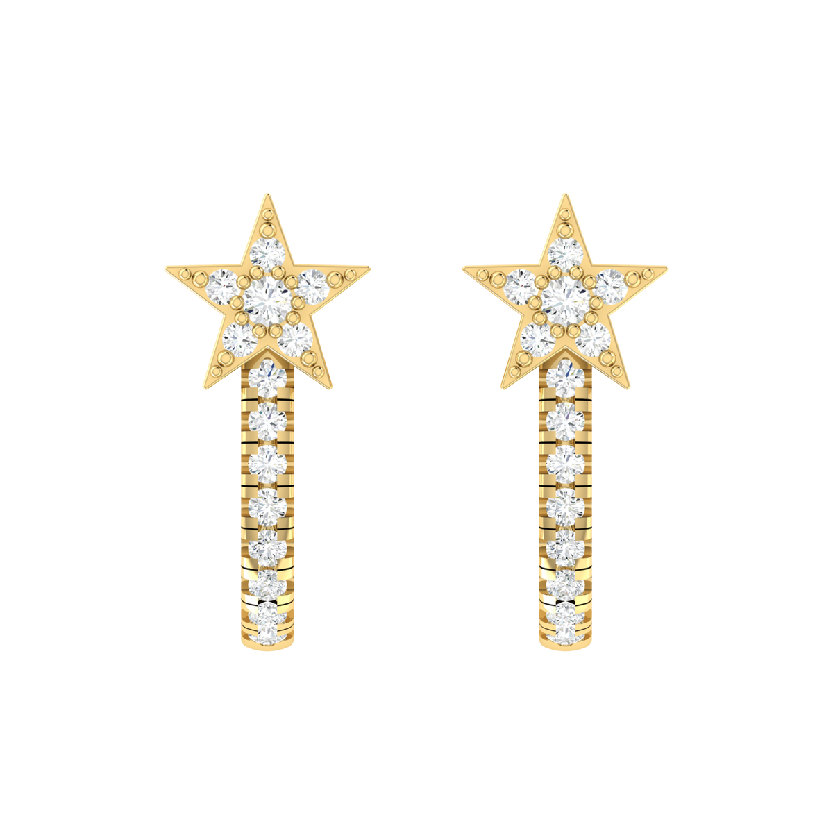 Brilliant Ray Yellow Gold Diamond Earrings [yg]