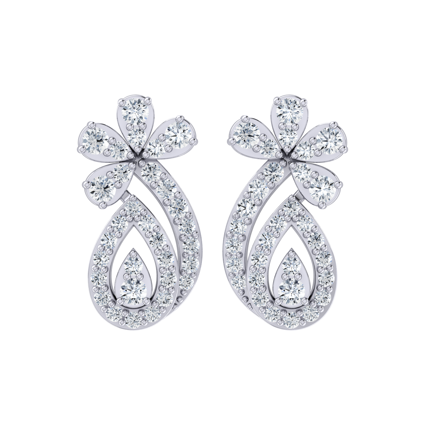 Glimmering Glamour White Gold Diamond Earrings [wg]