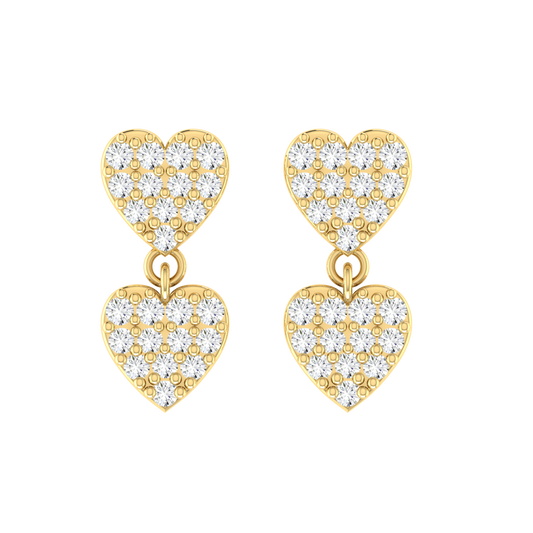 Forever Heart Yellow Gold Diamond Earrings [yg]