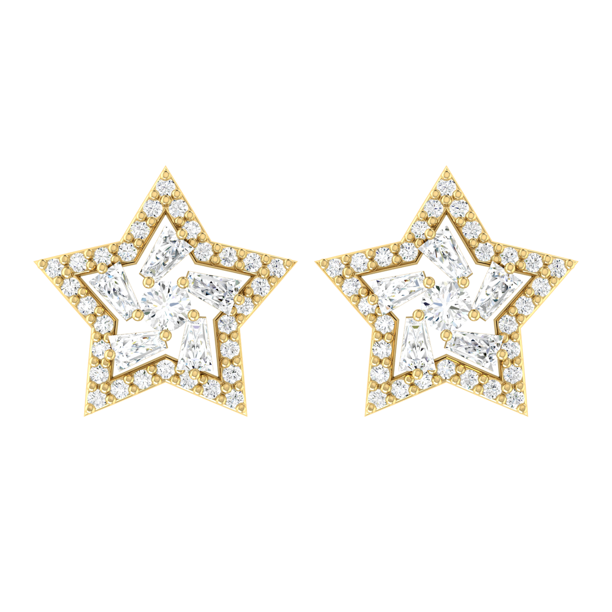 Celestial Charm Yellow Gold Diamond Earrings [yg]