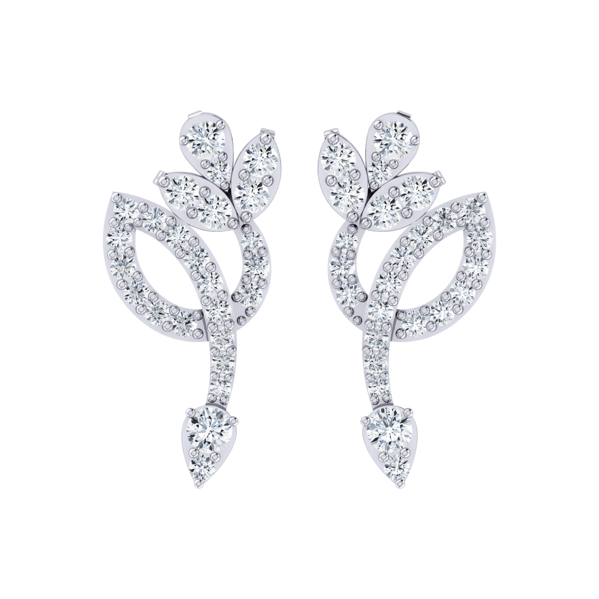 Floral Beauty White Gold Diamond Earrings [wg]