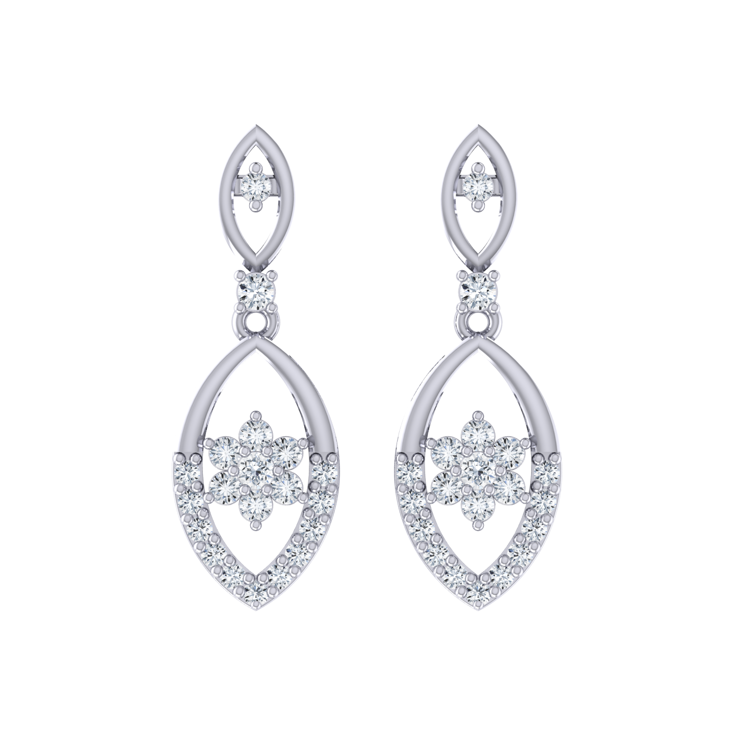 Sparkling Memory White Gold Diamond Earrings [wg]