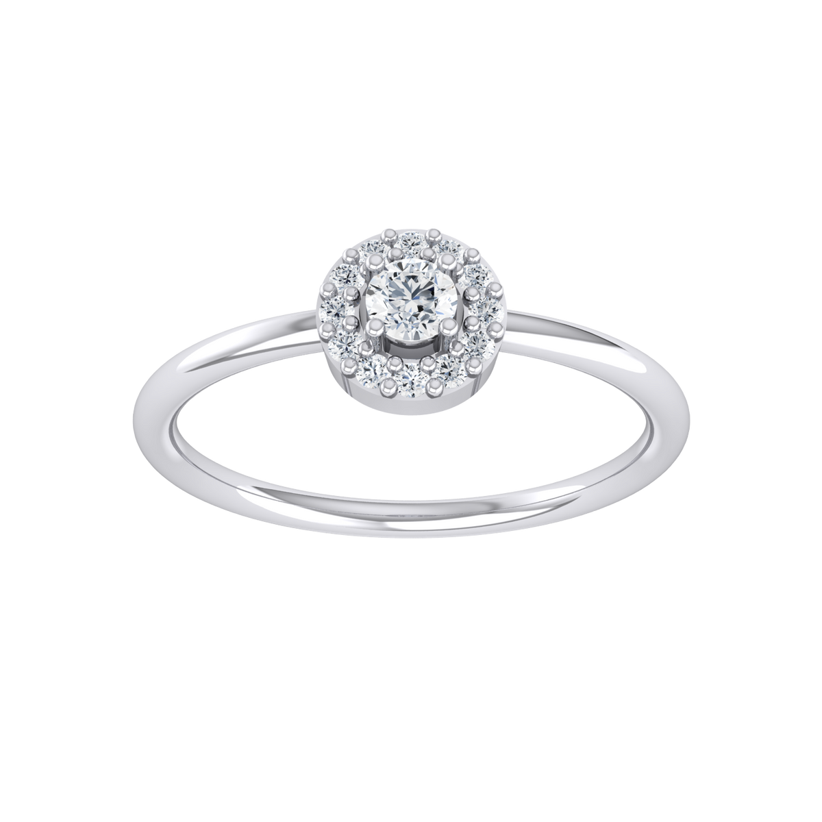 Lustrous Halo White Gold Diamond Ring [wg]