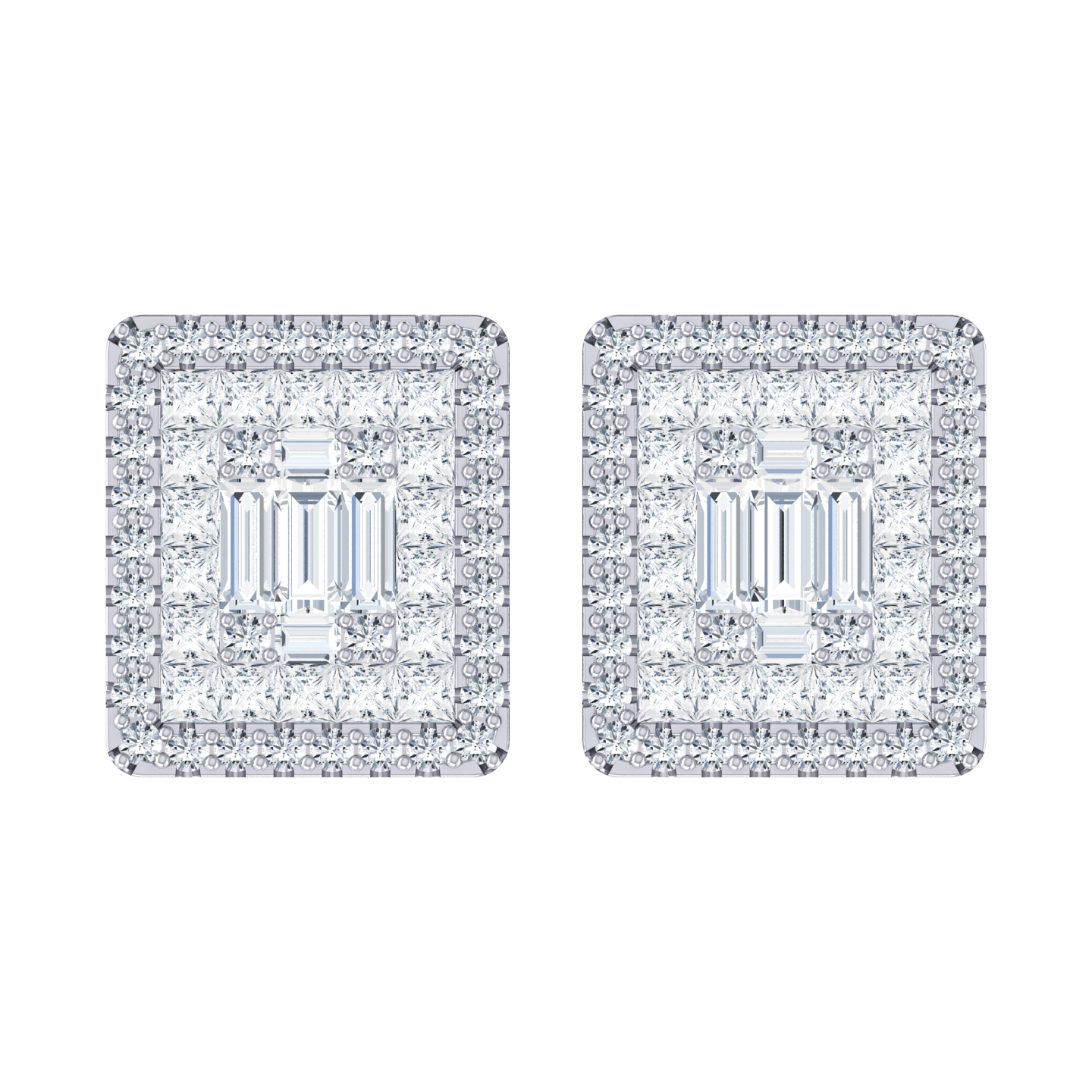 Radiant Square White Gold Diamond Earrings [wg]