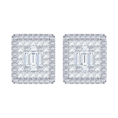 Radiant Square White Gold Diamond Earrings [wg]