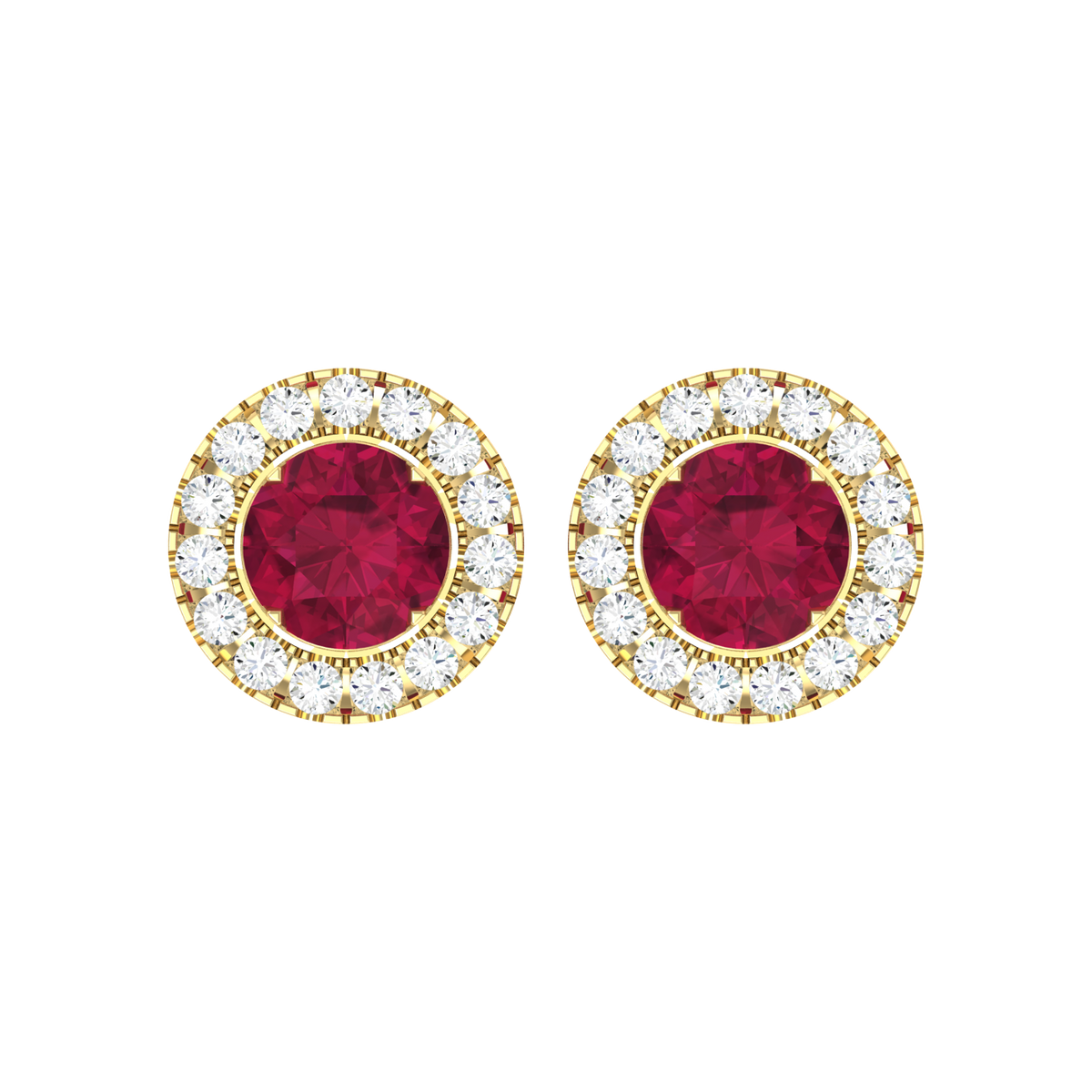 Crimson Glow Yellow Gold Diamond Earrings [yg]