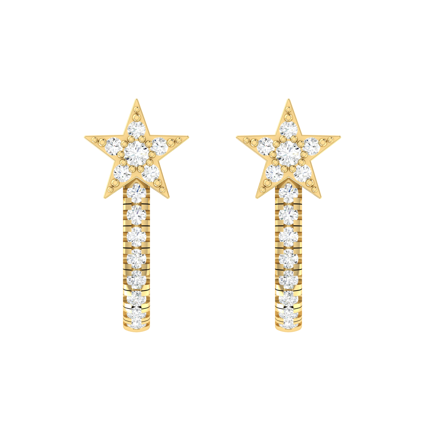 Brilliant Ray Yellow Gold Diamond Earrings [yg]