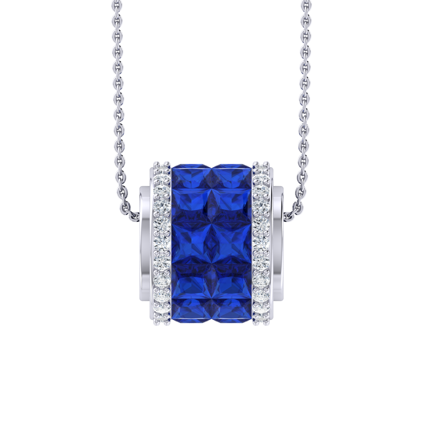 Azure Halo Diamond Pendant