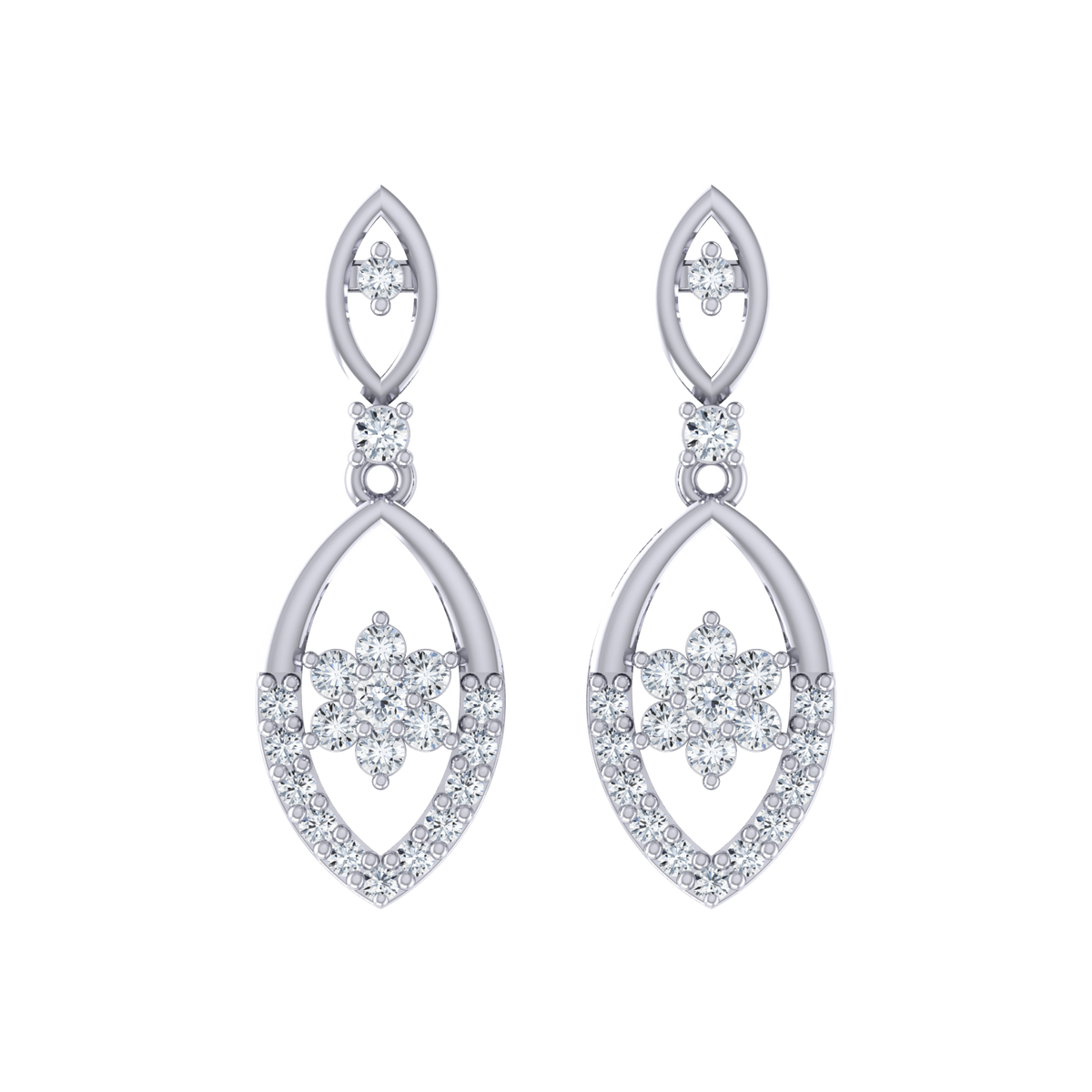 Sparkling Memory White Gold Diamond Earrings [wg]