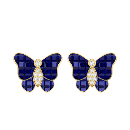 Butterfly Dream Yellow Gold Diamond Earrings [yg]