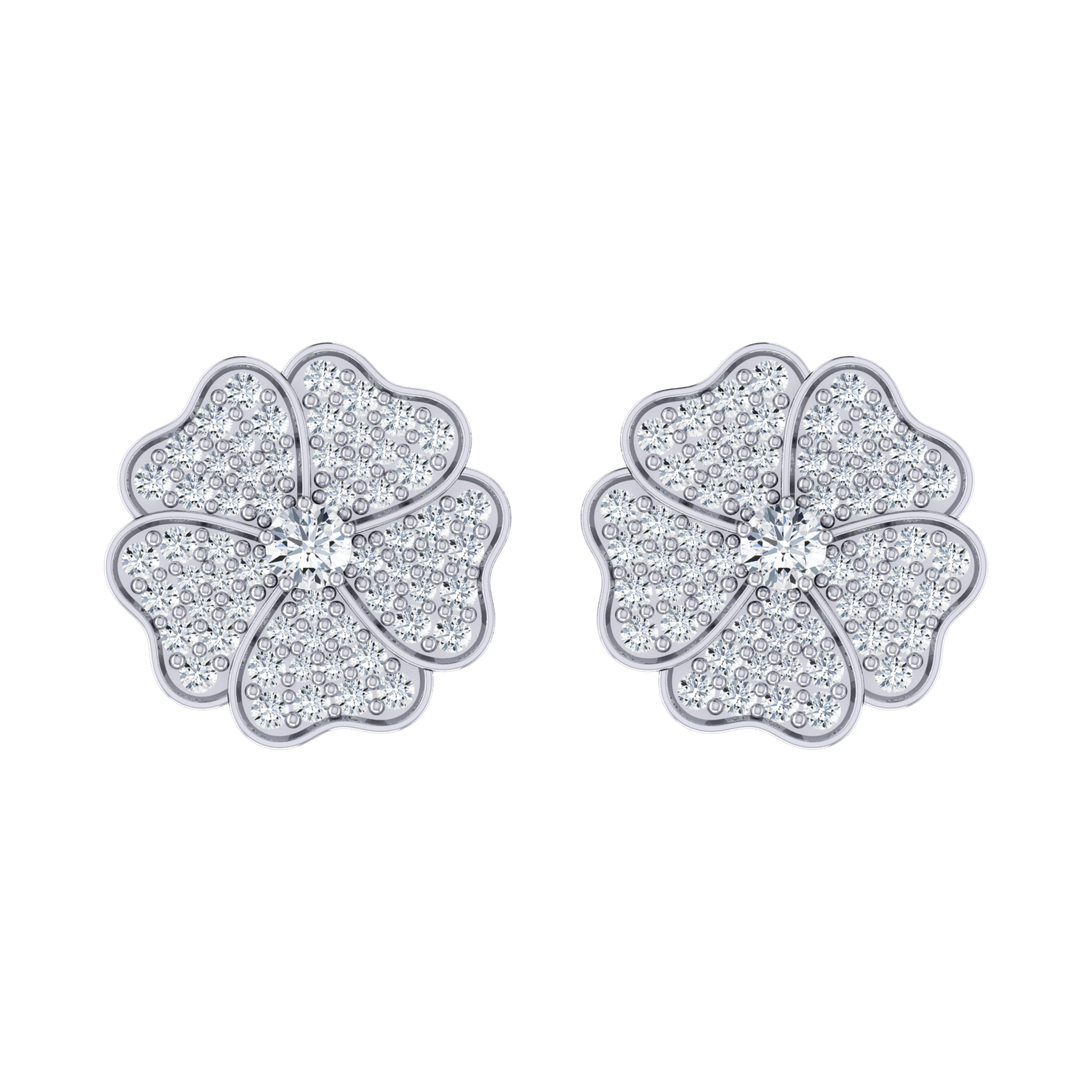 Crimson Bloom White Gold Diamond Earrings [wg]