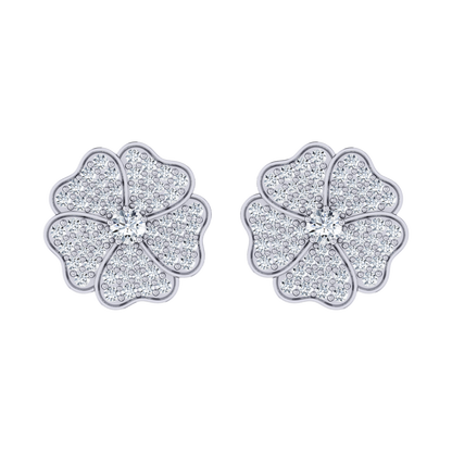 Crimson Bloom White Gold Diamond Earrings [wg]