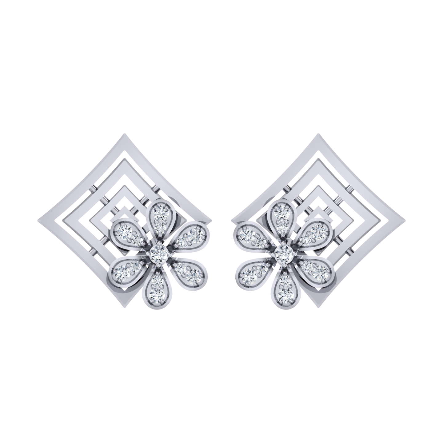 Sparkling Horizons White Gold Diamond Earrings [wg]